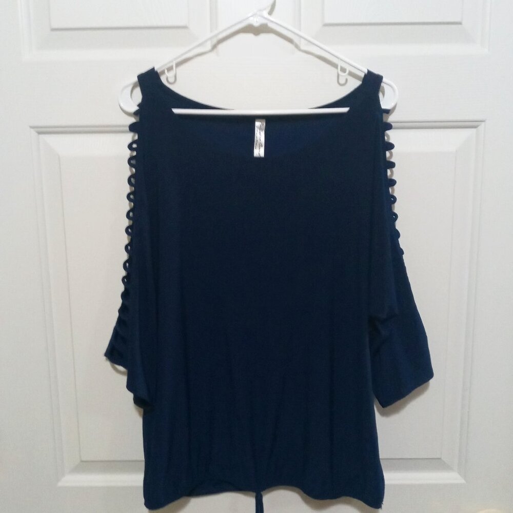 PerSeption Concept Navy Blue Peek-a-boo Top